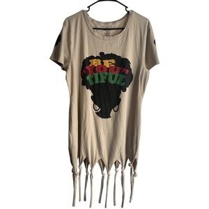 On Fire Women 3X Be YOU Tiful Graphic Tee Beige Shirt Casual‎ Retro Oversize